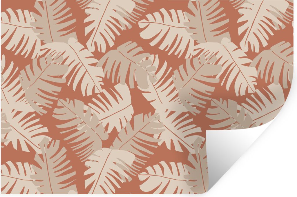 MuchoWow Wandtattoo Wandsticker Wandaufkleber Sommer - Blätter - Braun 90x60 cm Selbstklebend und Repositionierbar - Aufkleber