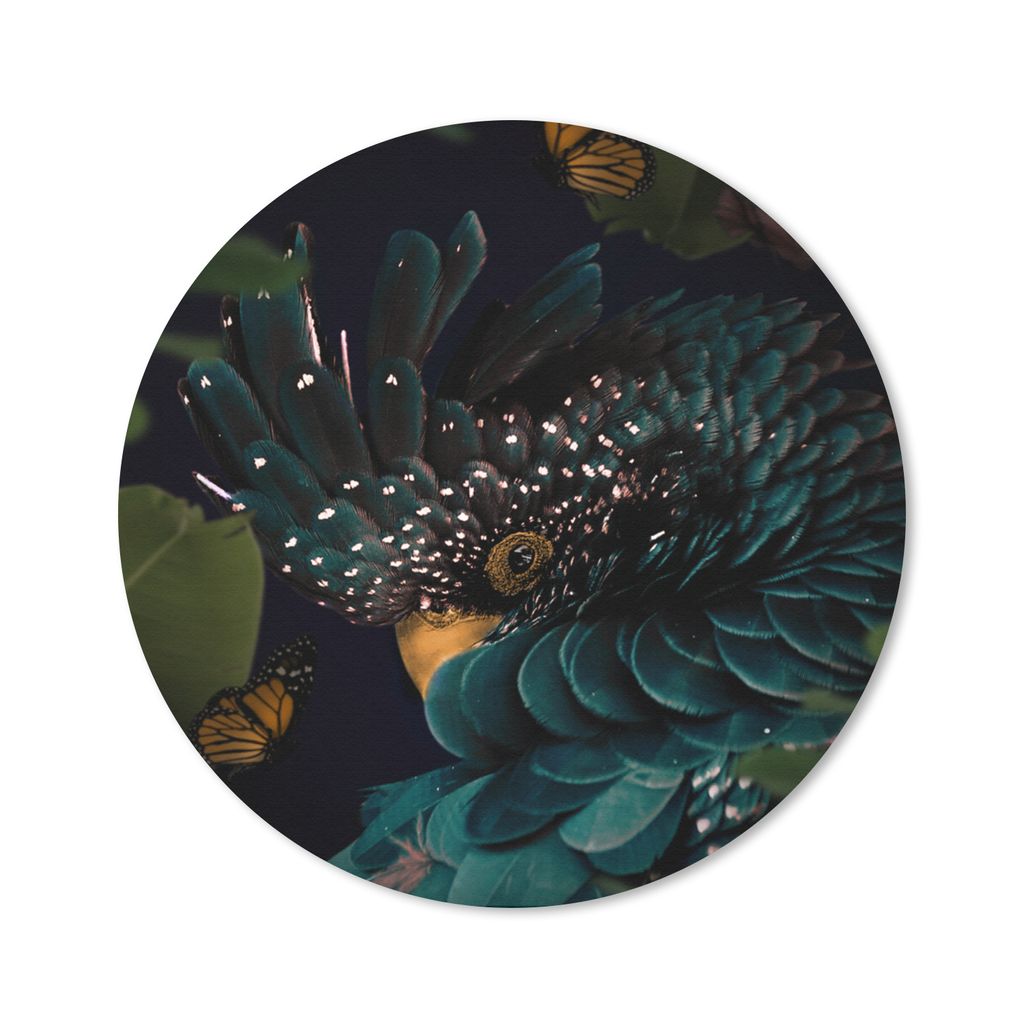MuchoWow Mauspad Mousepad Kakadu - Grün - Schmetterling 30x30 cm - Mousepads - Maus Mat - Pad - Mausunterlage - Tischunterlage - Schreibtischmatten