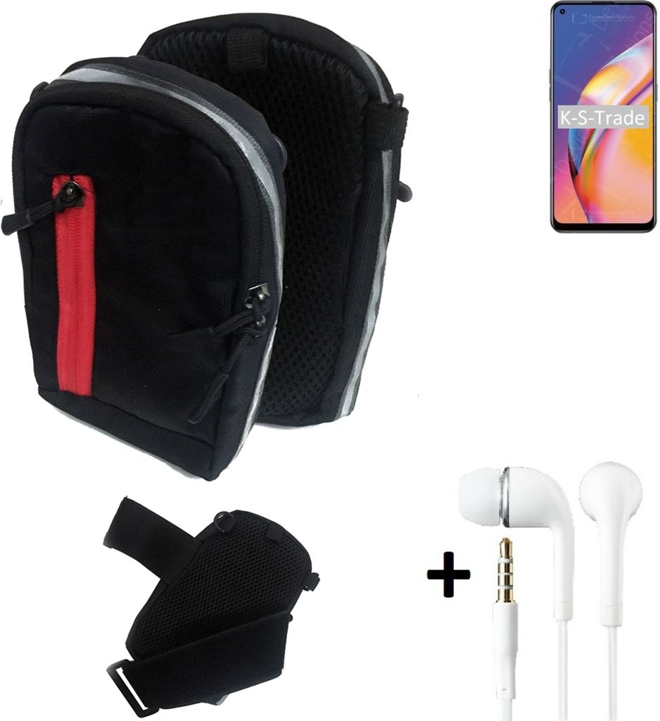 K-S-Trade Outdoor Gürteltasche Holster Umhängetasche + Kopfhörer kompatibel mit Oppo F19 Pro schwarz Handy Tasche Case travelbag Schutzhülle