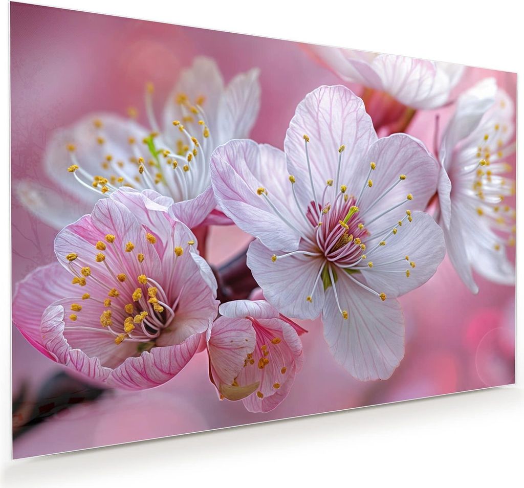 Glasbild 120x80cm in XXL für Wohnzimmer, Schlafzimmer Motiv Kirschblüten