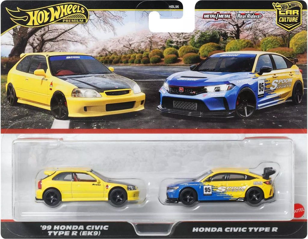 Hot Wheels Premium Kultowe auta Honda Civic Samochody 2-pak 1:64 Zestaw 3+ JBL00