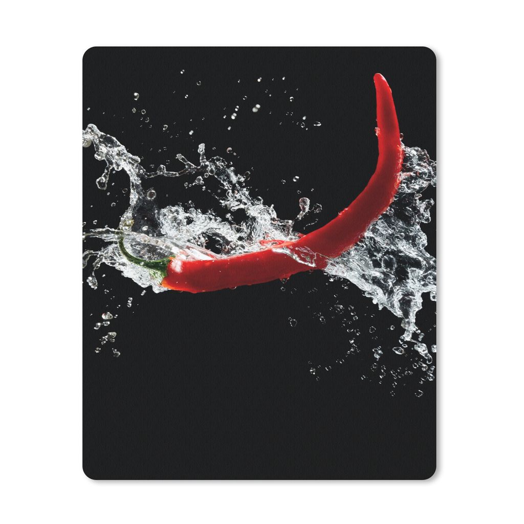 MuchoWow Mauspad Mousepad Chilischote - Stilleben - Wasser - Schwarz - Rot 19x23 cm - Mousepads - Maus Mat - Pad - Mausunterlage - Mauspads - Spi...