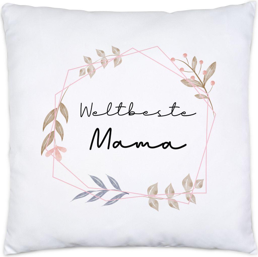 Weltbeste Mama Kissen inkl. Füllung Liebe Blumenmotiv Geschenkidee Muttertag Geburtstag