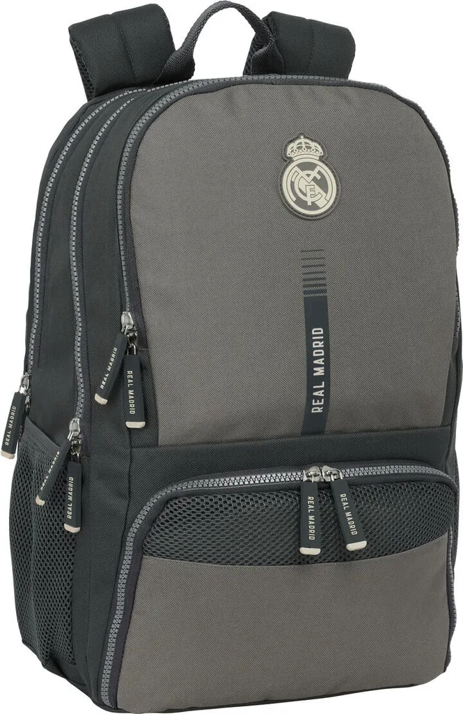 Sac à dos scolaire Real Madrid C.F. Gris - Cartable 30 x 42 x 17 cm Officiel
