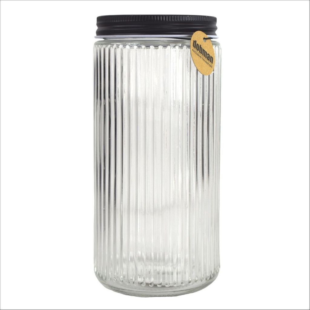 Glas mit Deckel in Schwarz ca. 0,9 L Vorratsglas gestreift Einmachglas