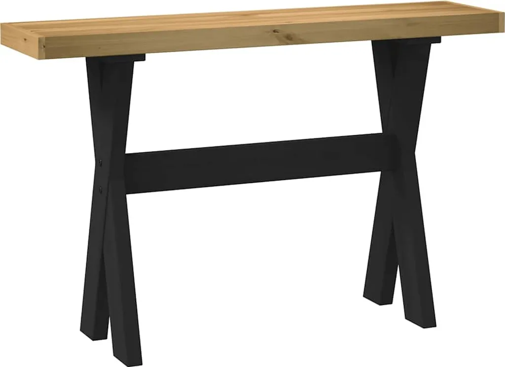 Tavolo Consolle NOAIN 120x30x75 cm in Legno di Pino Massiccio Gambe X
