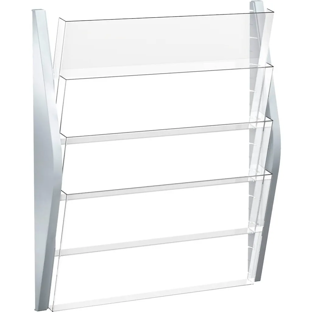 Portadepliant Helit A3 Orizzontale Argento - 4 Tasche da Parete Professionali