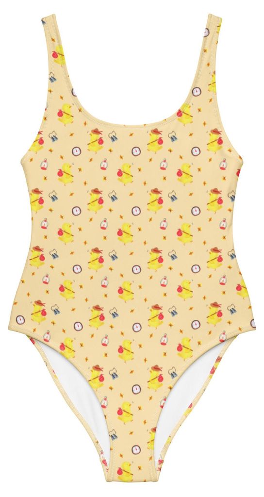 Mr. & Mrs. Panda Badeanzug Küken Wander Größe S - Gelb - Geschenk, Damen-Einteiler, Ostern, Ostergrüße, Bademode, Swimsuit, Strandmode, Zeit, ...