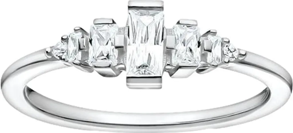 Alliance Fine Femme en Argent Massif Sertie de Pierres Brillantes Taille 48
