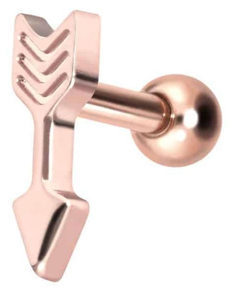 Ohrpiercing Titan Ohrpiercing mit Innengewinde PFEIL RoséGold Stablänge: 6mm
