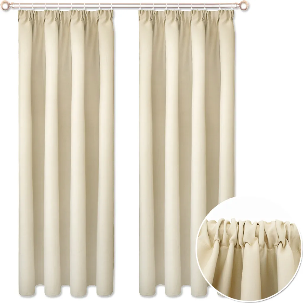 Rideau occultant beige pour chambre - Isolation thermique pour fenêtres