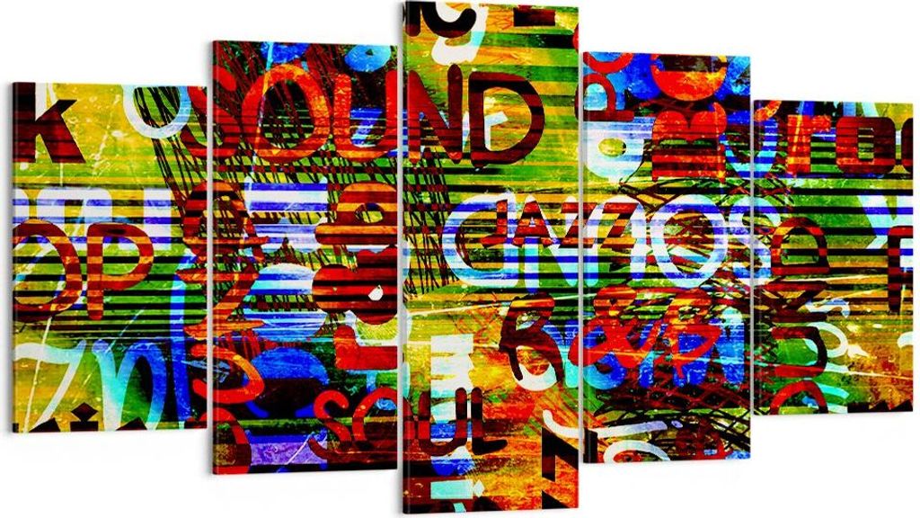 Bild auf Leinwand - Leinwandbild - Wörter Tapeten modern - 160x85cm - Wand Bild - Wanddeko - Leinwanddruck - Bilder - Kunstdruck - Wanddekoration ...
