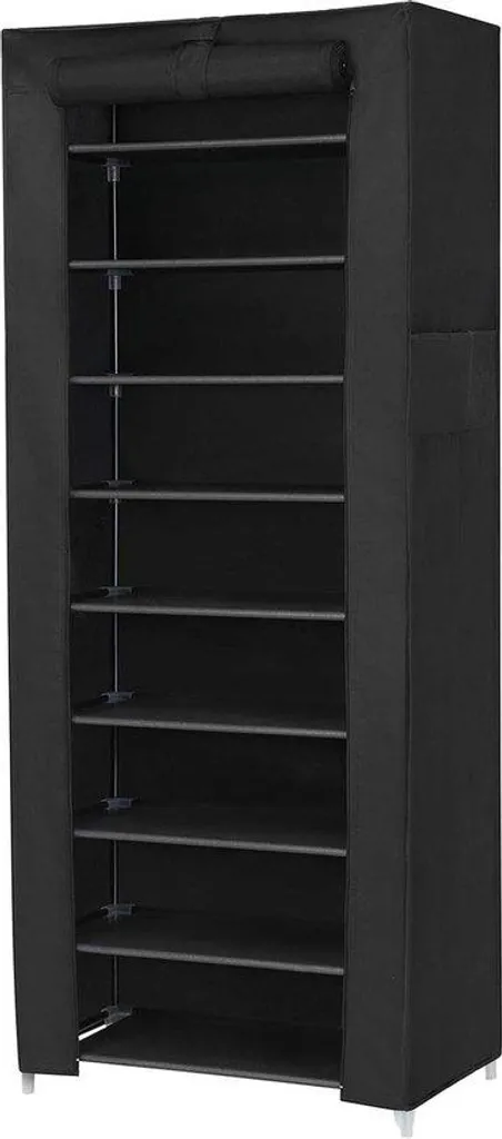 Grande étagère à chaussures 10 niveaux noire 160x58x28 cm en métal