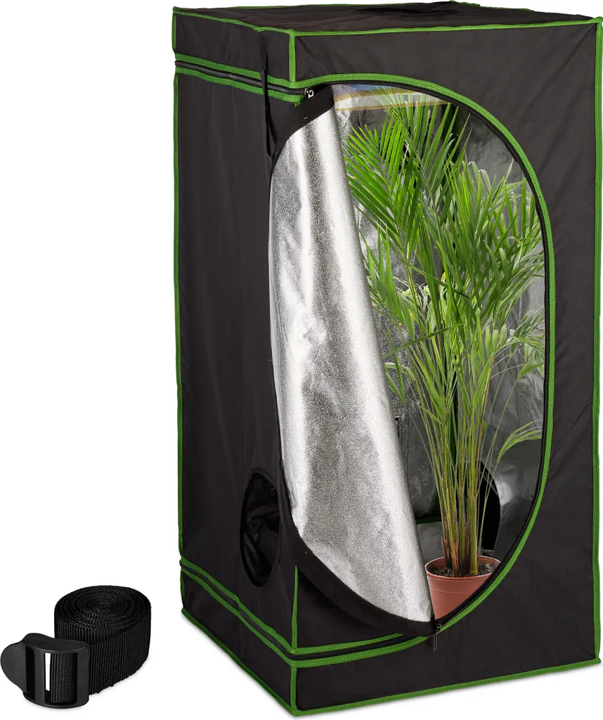 Tente de culture noire Relaxdays Grow Box avec Mylar haute réflexion
