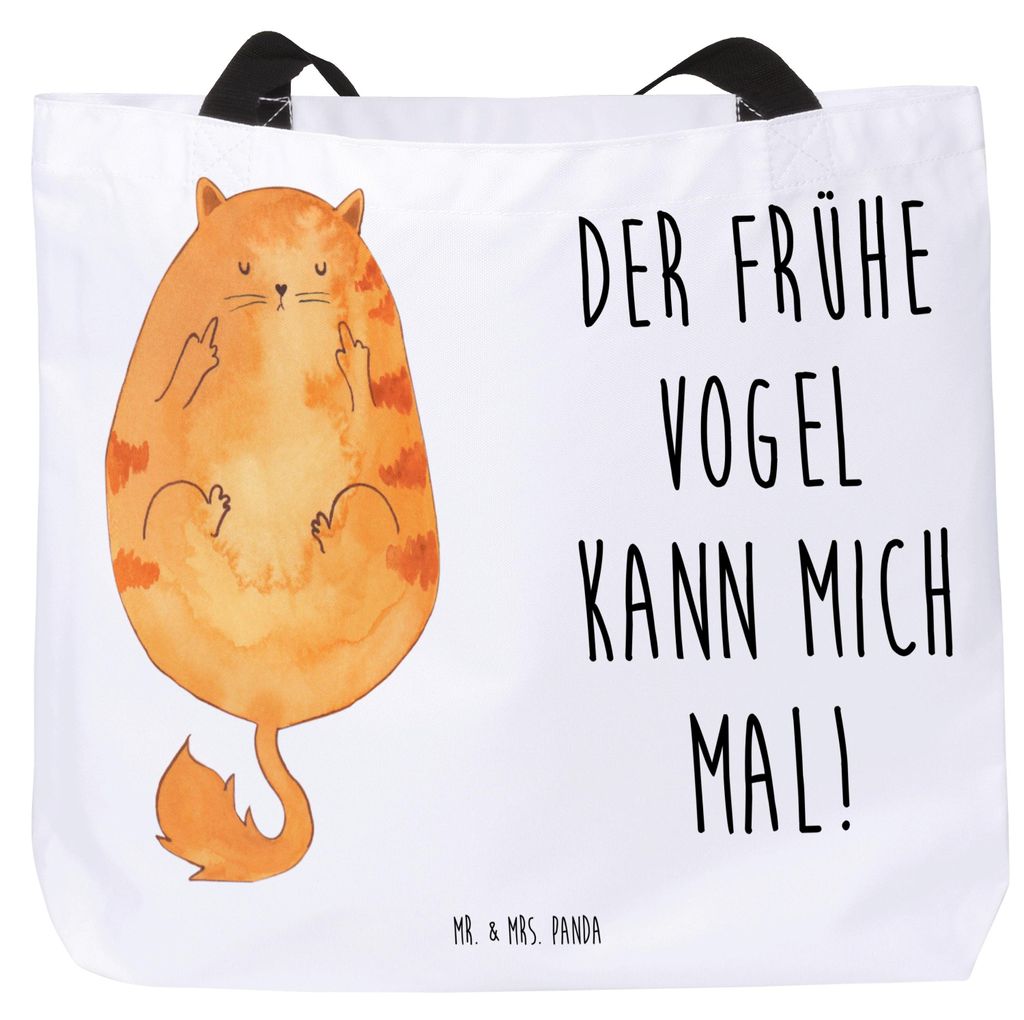 Mr. & Mrs. Panda Beutel Katze Frühaufsteher - Weiß - Geschenk, Tasche, Genervt, Laptoptasche, Büchertasche, Tiger, Katzen, Tote Bag, Verschlafen...