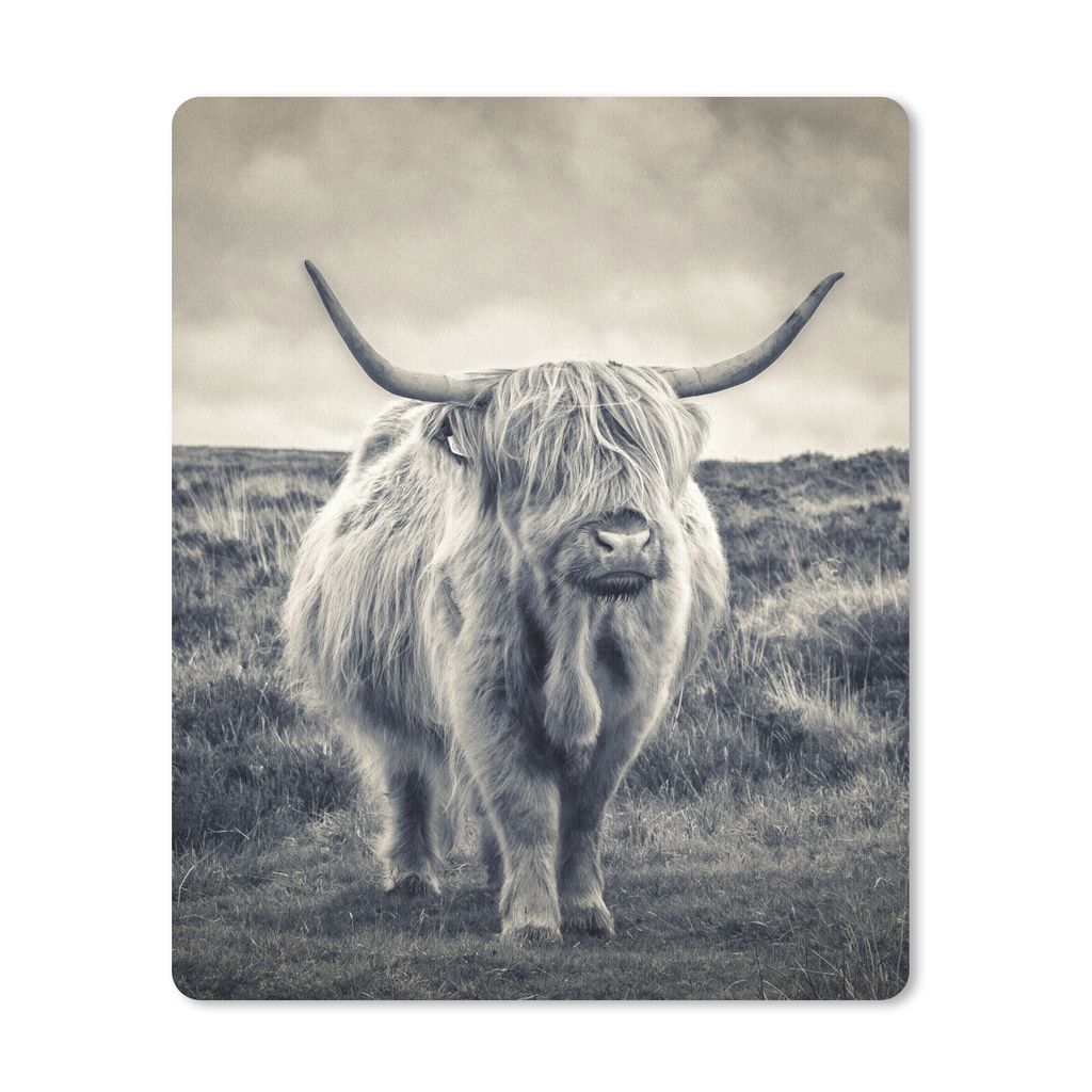 MuchoWow Mauspad Mousepad Schottischer Hochländer - Tiere - Wolken - Kuh - Natur 19x23 cm - Mousepads - Maus Mat - Pad - Mausunterlage - Mauspad...