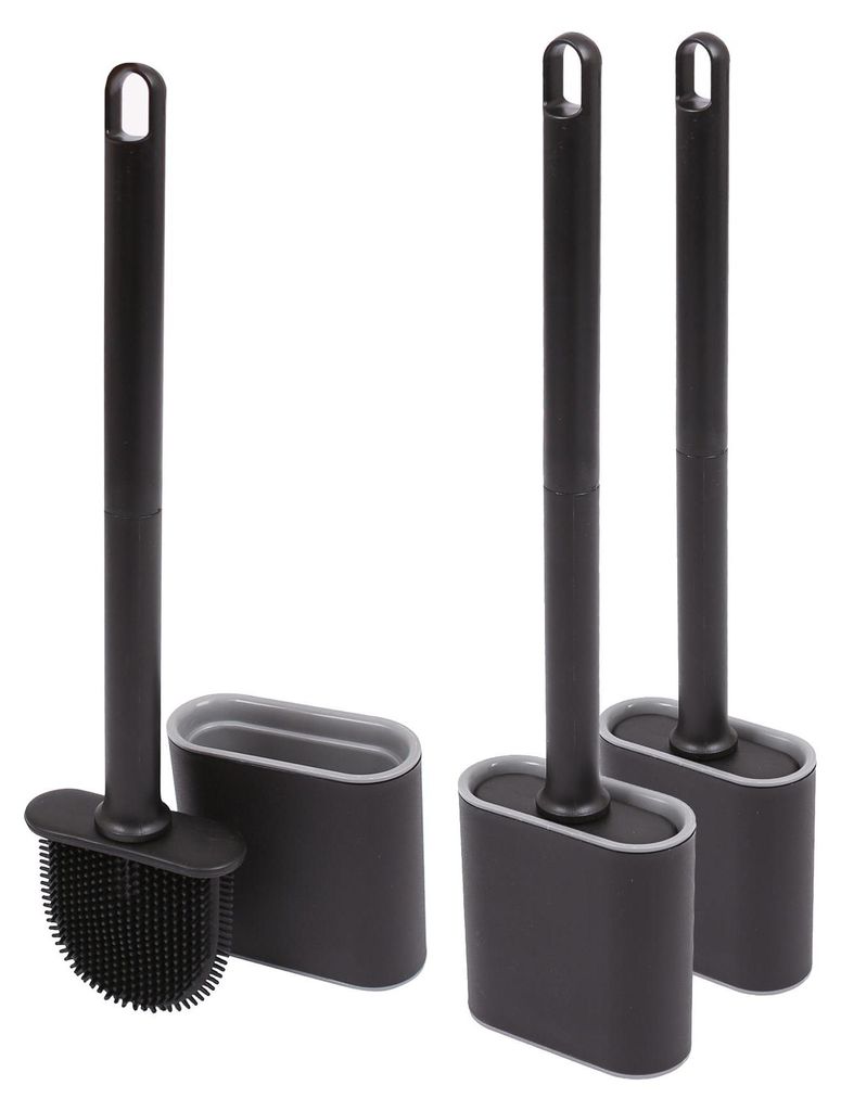 Harbour Housewares Wand-WC-Bürsten- und Halter-Set – Schwarz – 3er-Pack