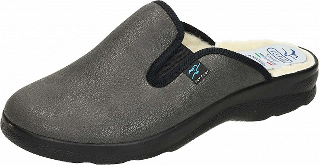 Fly Flot Herren Hausschuh Pantoffel Stretcheinsätze 220037, Größe:41 EU, Farbe:Grau