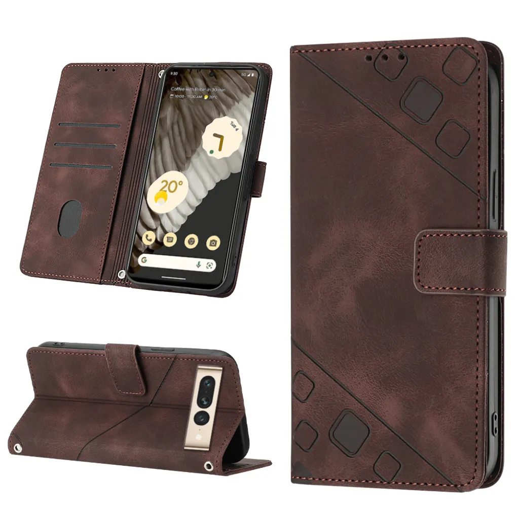 Flip Custodia In Pelle PU Per Google Pixel 7 Con Supporto, Slot Carte E Chiusura Magnetica - Colore Oro Rosa - 4