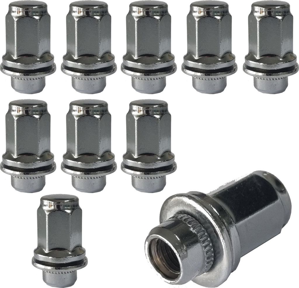 10x Radmutter M12x1,5 Flachbund chrom 47 mm | Schlüsselweite 21 mm kompatibel mit Toyota 4 Runner IV 4 Runner IV 4x4 4 Runner V 4 Runner V 4x4 All...