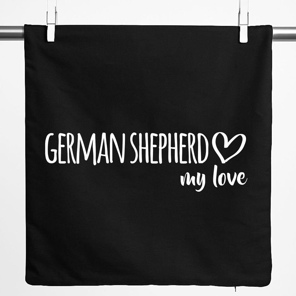 Huuraa Kissenbezug German Shepherd my love 40x40cm Black Baumwolle Dekokissenbezug Geschenkidee