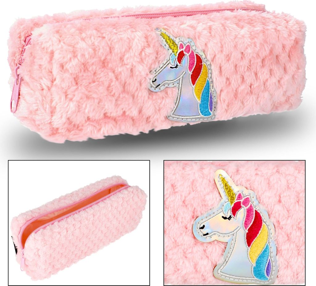 Einhorn Plüsch-Federmäppchen für Mädchen, mit Reißverschluss 22x8x7cm