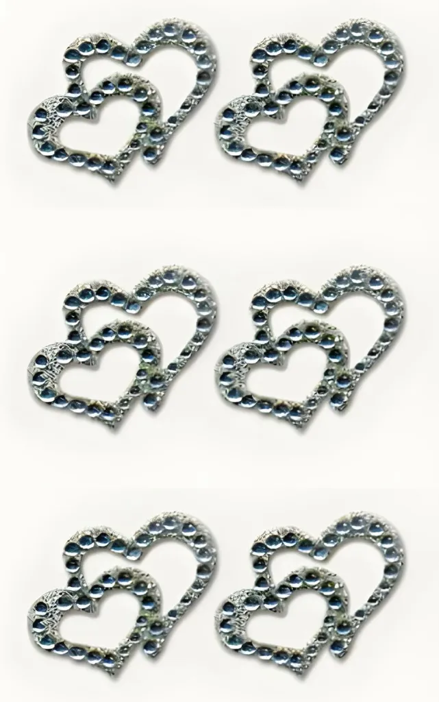 Stickers Strass en Relief Motif Cœurs pour Customisation Créative DIY