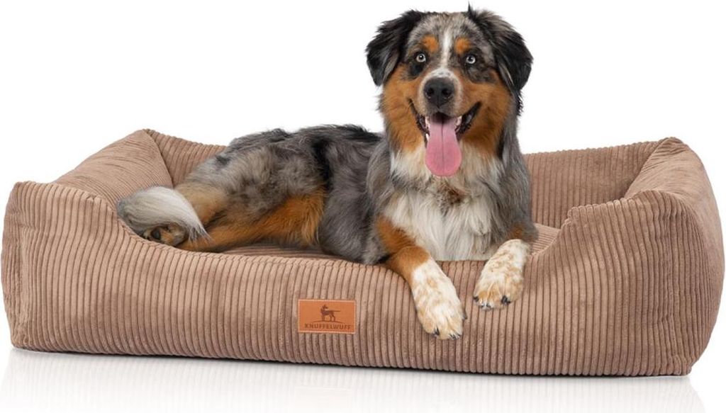 Knuffelwuff Hundebett aus Cord mit Handwebcharakter Olivia in braun S