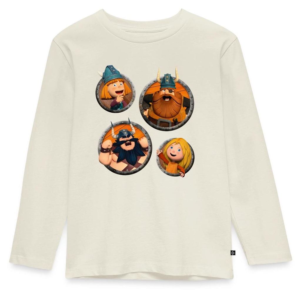 Spreadshirt Wickie Und Die Starken Männer Charaktere Kinder Premium Langarmshirt, 98/104 (2 Jahre), Naturweiß