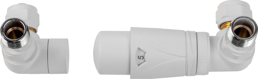 Valx Universelles Axialventil-Set mit Thermostatventil, weiß