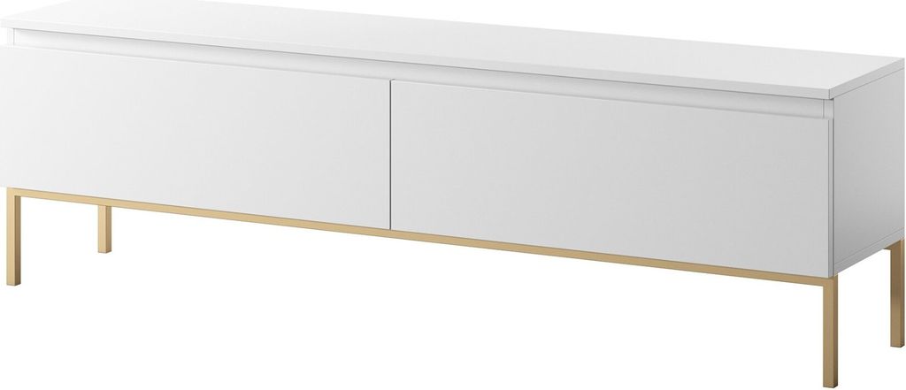 Selsey Bemmi - TV-Element, Weiß mit goldenem Metallgestell, 150 cm