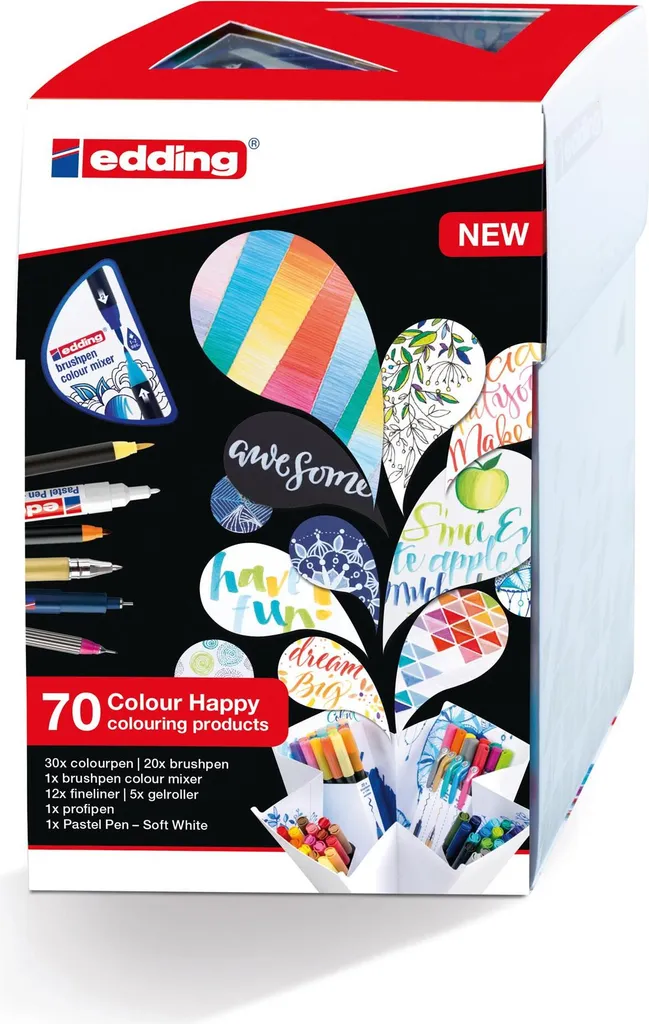 Coffret de coloriage edding Colour Happy avec 70 feutres et liners