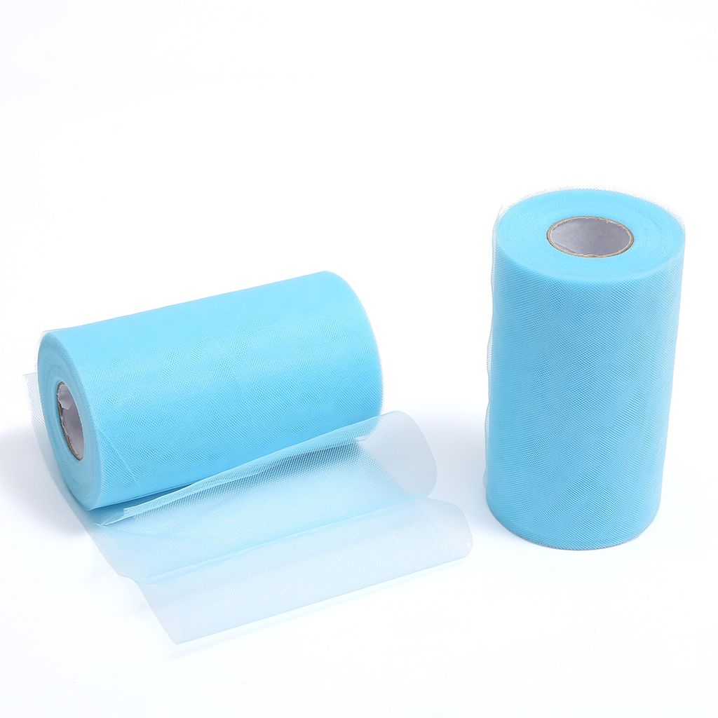 ZADAWERK Tüll - 15 cm x 45 m - Hellblau - 1 Rolle - Tisch-Deko - Hochzeit - Weihnachts-Tüll - Geschenk - Schleife - Schleier - Tutu - DIY Tüllrolle