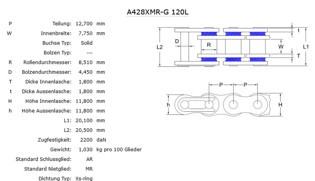 AFAM A428XMRG Xs-Ring Kette 428