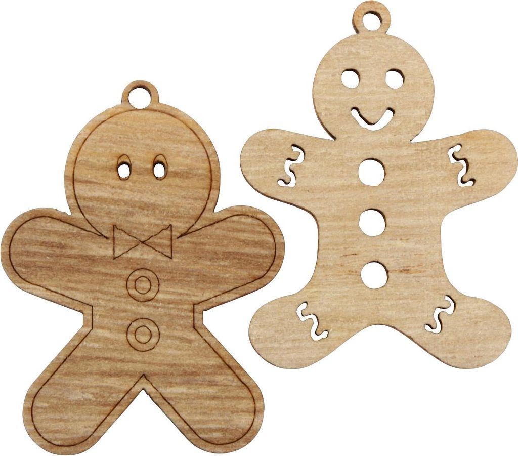 Holzanhänger Lebkuchenmann Set 2 Stück 3.5x4.5 cm Weihnachtsschmuck Deko Ornament