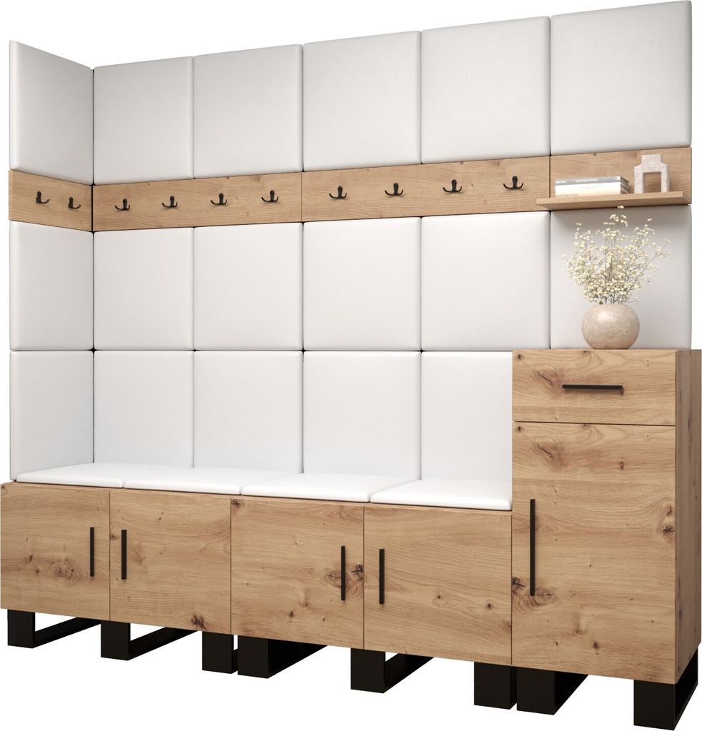 Garderobe ARTIN Set 9 mit gepolsterten Paneelen Industrial Design