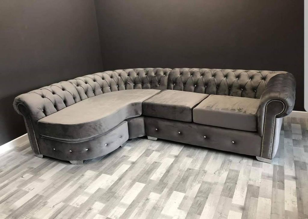 Klassische Wohnzimmer Couch Chesterfield Polster Sitz Garnitur Eck Gruppe Neu