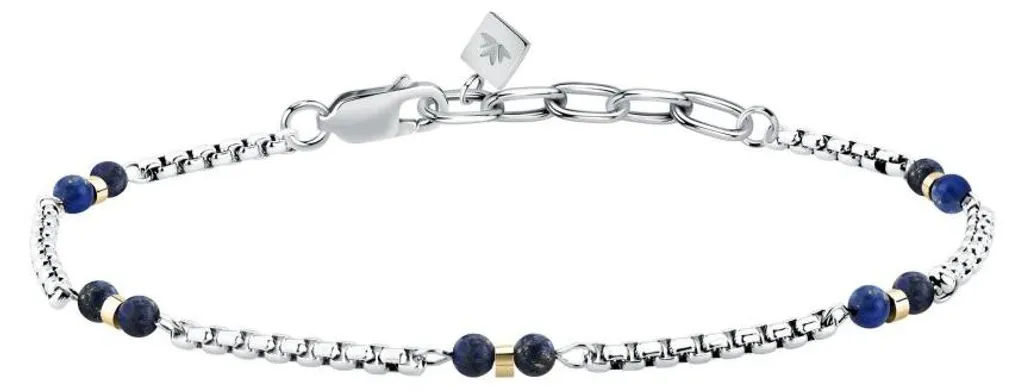 Bracelet lapis-lazuli bleu et noir mat, perles homme Terra