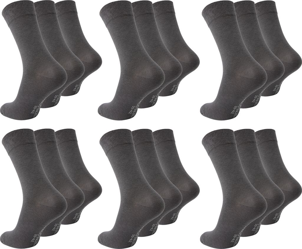 Paolo Renzo Business-Socken 18 Paar - Anzugssocken - Größe 39/42 - Dunkelgrau