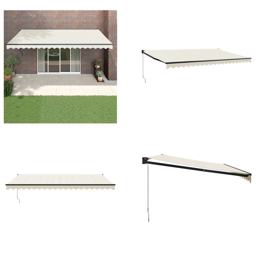 vidaXL Markise Einziehbar Creme 5x3 m Stoff und Aluminium - Einziehbare Markise - Markise - Markisen - Gelenkarmmarkise