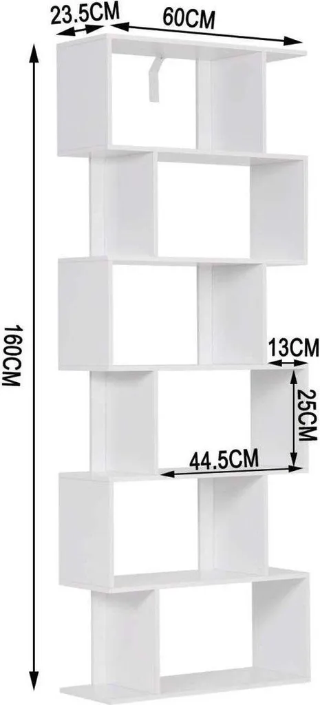 Bibliothèque étroite gain de place 6 compartiments - Rangez tout en blanc - 2