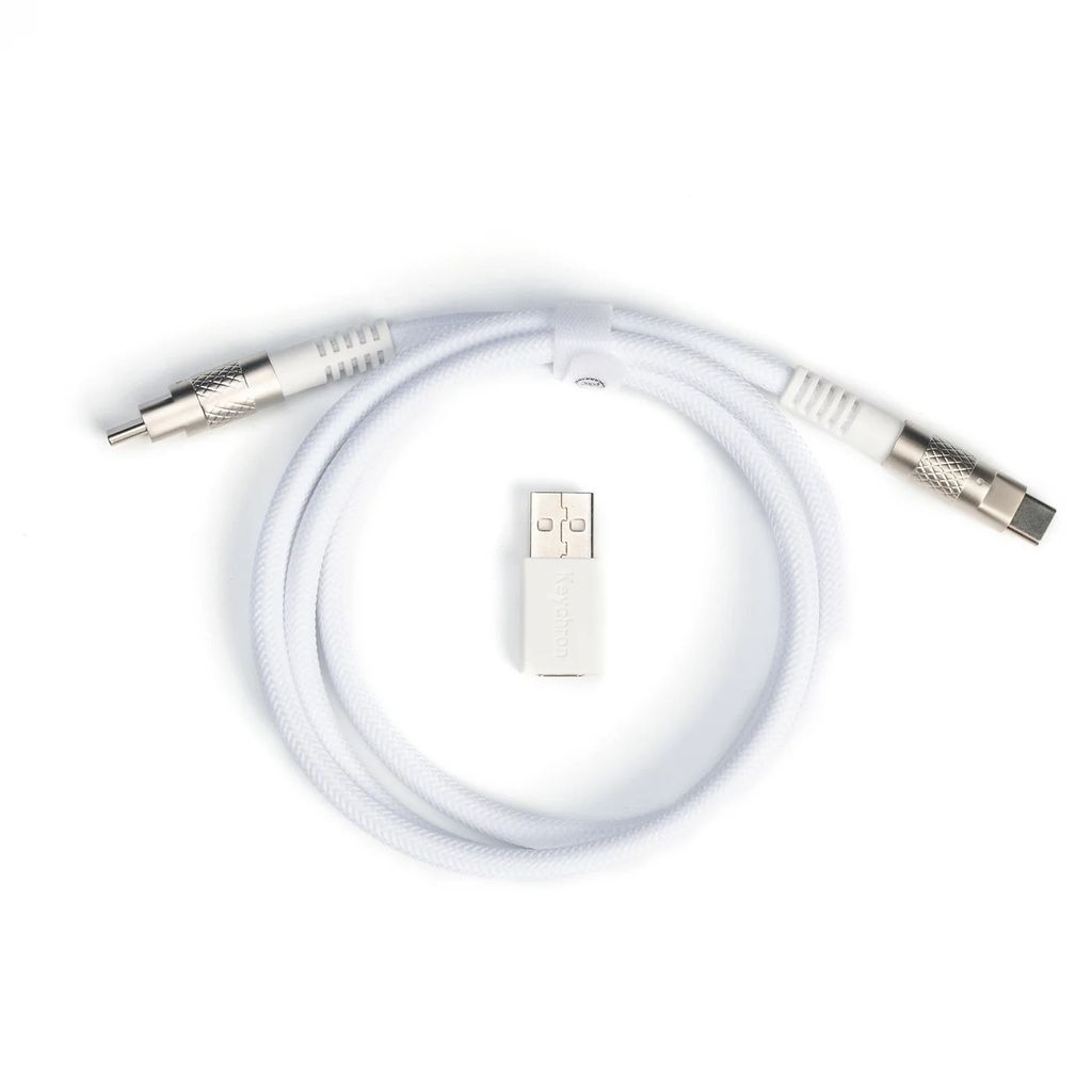 Keychron Double-Sleeved Geek Cable - Spiralkabel fr mechanische Tastatur Wei / Typ-C
