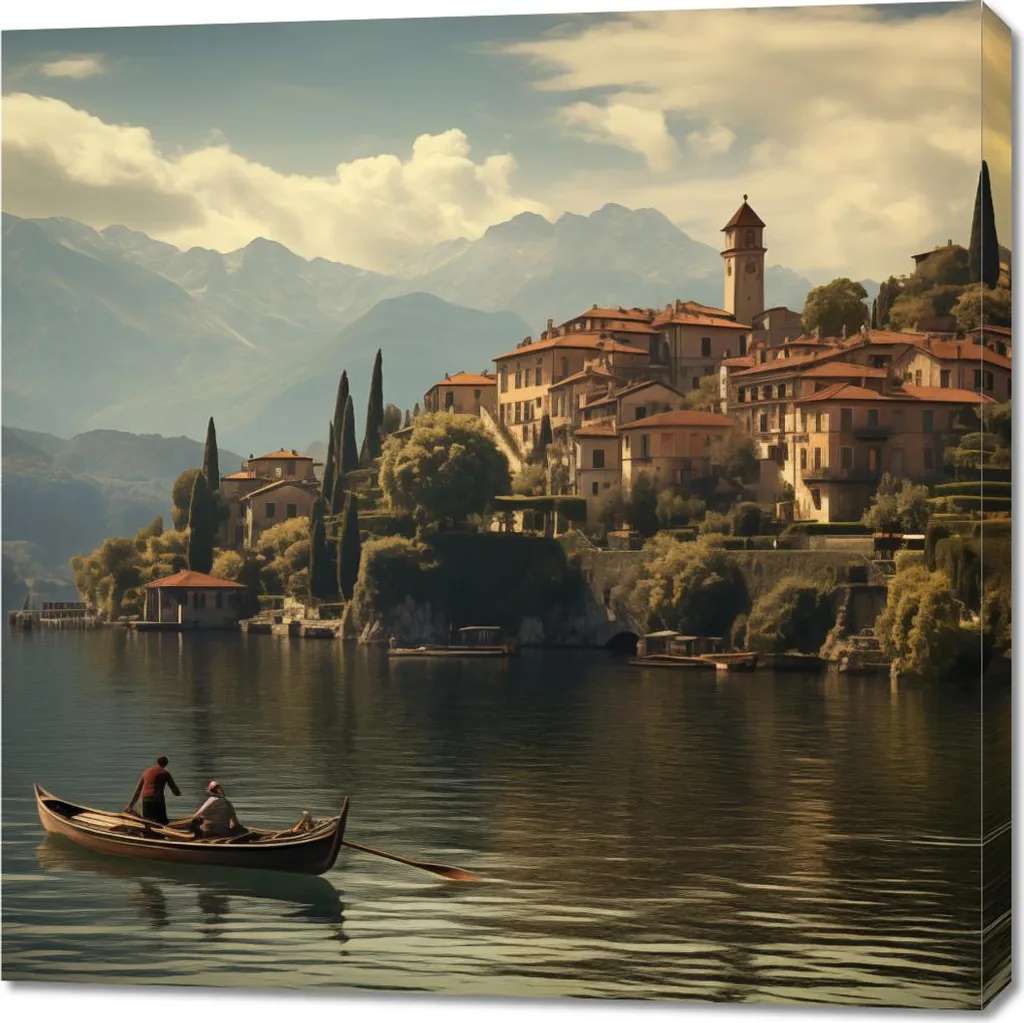 Tableau pour salon Nostalgie paisible 90x90 - Ambiance zen et moderne