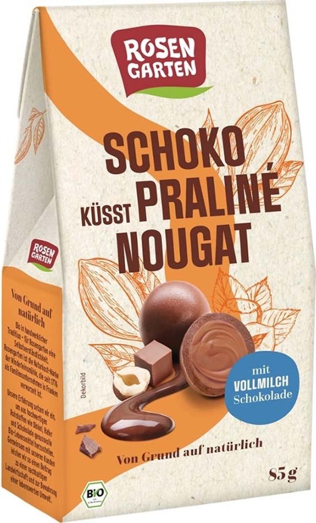Rosengarten - Schoko küsst Praliné Nougat - 85g Produktbild 