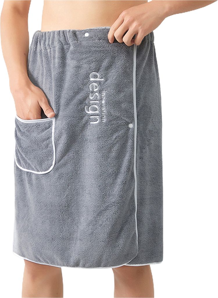 Herren-Badetuch, saugfähig, schnelltrocknend, mit sicherer Schnalle und Tasche für Fitnessstudio, Spa, Sauna, Dusche