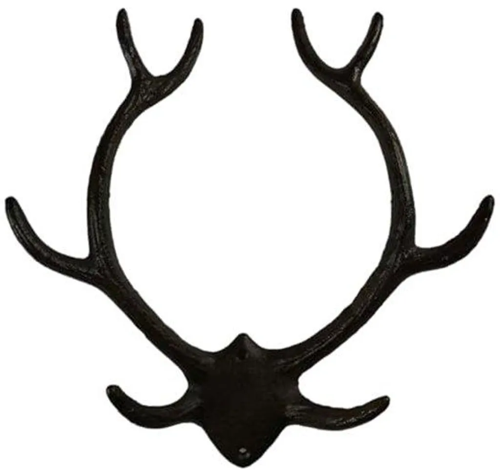 Crochet Mural Bois de Cerf Style Rustique - Porte-manteau Fonte 18cm
