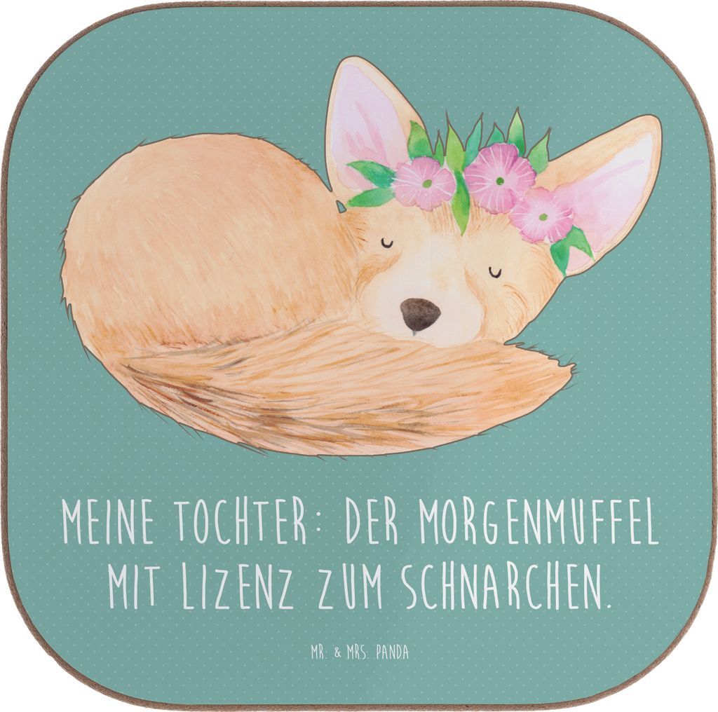 Mr. & Mrs. Panda Tassenuntersetzer Tochter Morgenmuffel - Meeresbrise - Geschenk, Einfallsreichtum, Untersetzer Glas, unterleger, Familie, Familien...