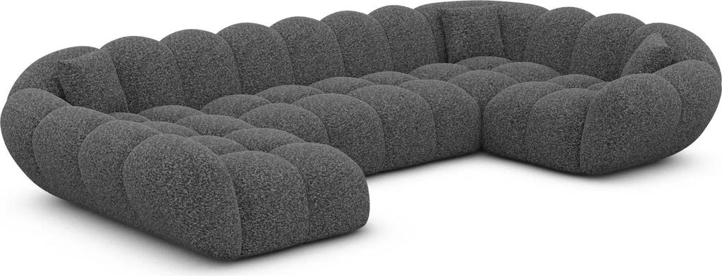 Bouclé U-Form XL Wohnlandschaft Liva Graphit Links