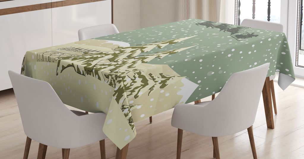 ABAKUHAUS Weihnachten Tischdecke, Weihnachtsmann-Ren, Für den Inn und Outdoor Bereich geeignet Waschbar Druck Klar Kein Verblassen, 140 x 200 cm, ...