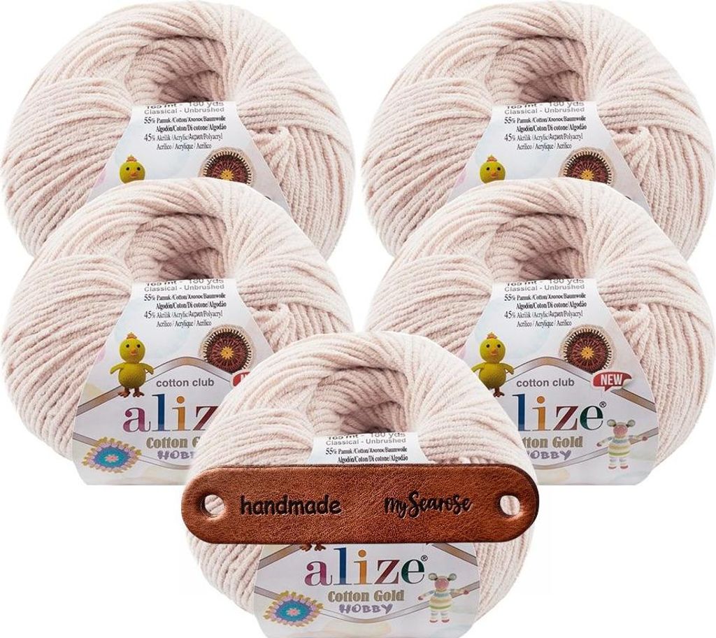 5 x ALIZE Baumwolle GOLD HOBBY NEW 314 MIT LABEL